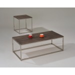 ACME Cecil End Table, Walnut & Brushed Nickel