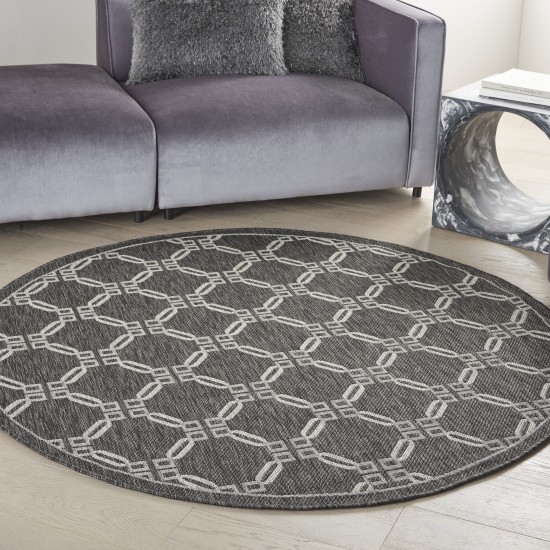 Nourison Country Side CTR02 Area Rug, Charcoal, 5'3" x Round