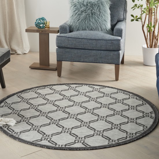 Nourison Country Side CTR02 Area Rug, Ivory/Charcoal, 5'3" x Round