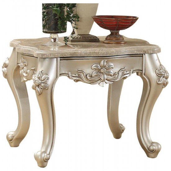 ACME Bently End Table, Marble & Champagne