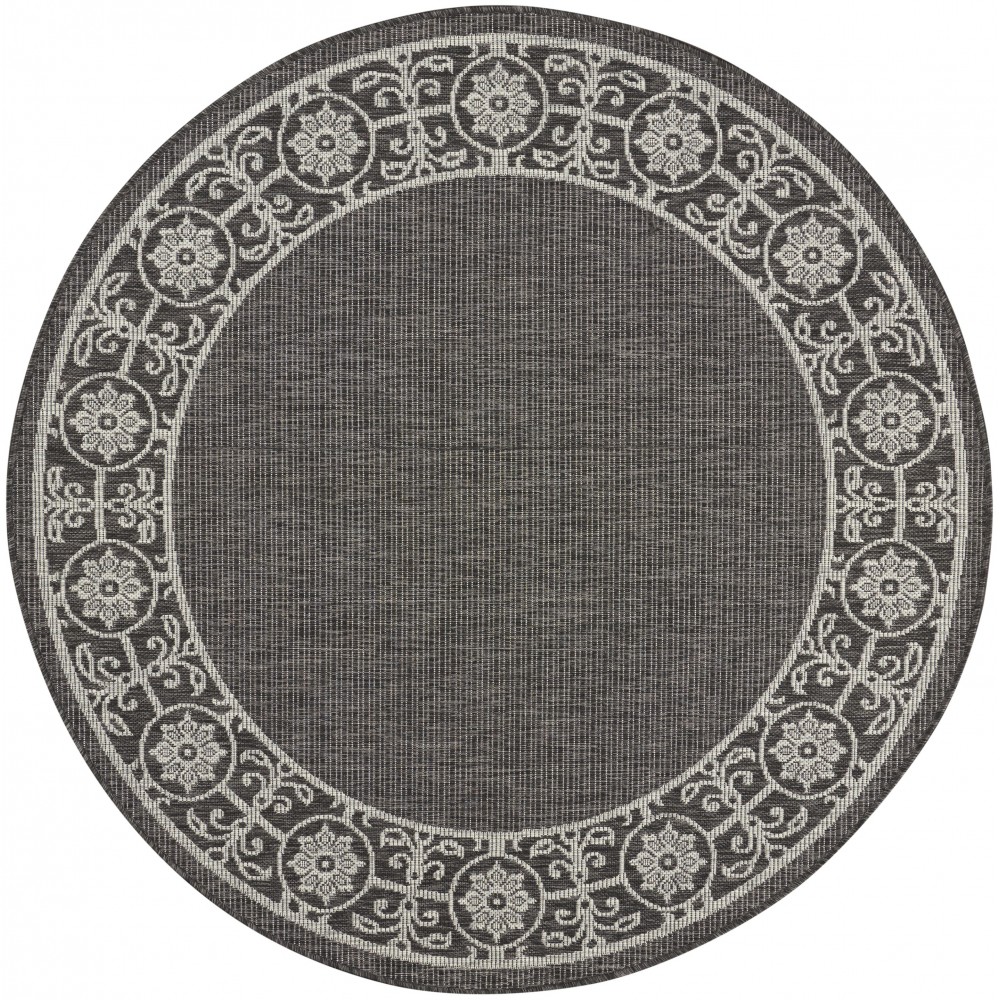 Nourison Country Side CTR03 Area Rug, Charcoal, 5'3" x Round