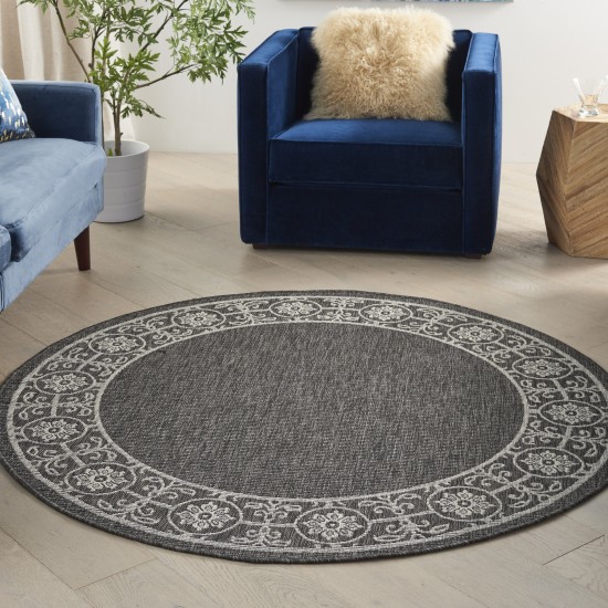 Nourison Country Side CTR03 Area Rug, Charcoal, 5'3" x Round