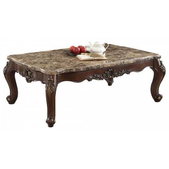 ACME Devayne Coffee Table, Marble & Dark Walnut