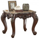 ACME Devayne End Table, Marble & Dark Walnut