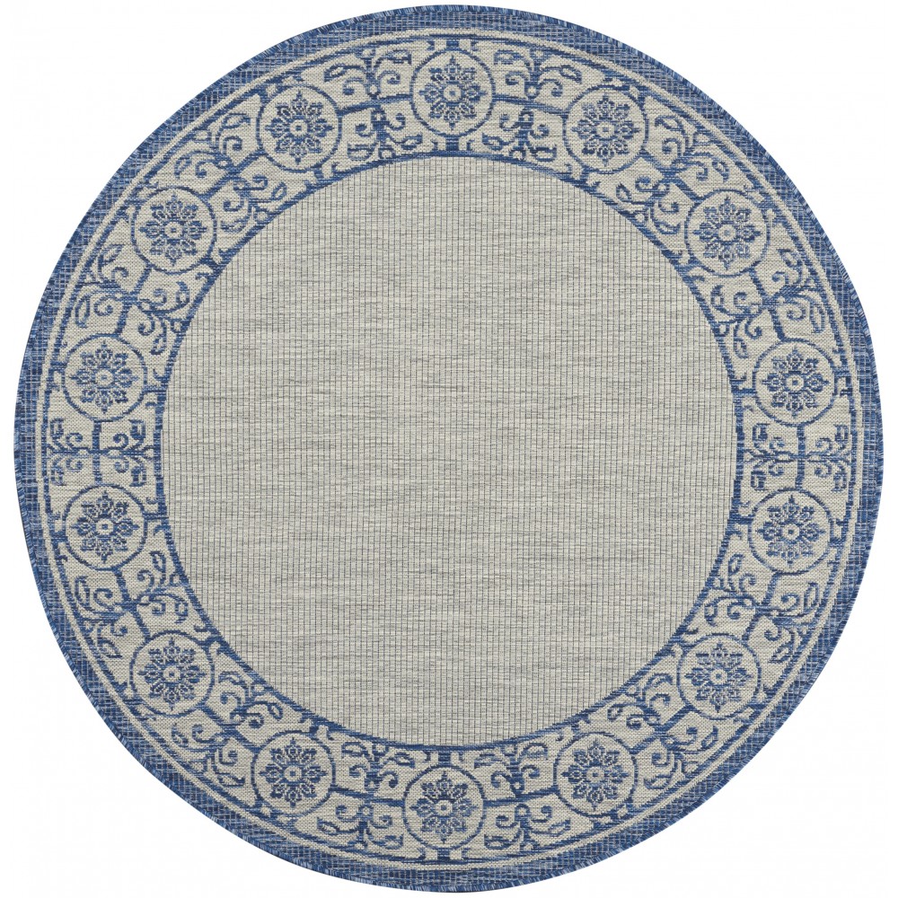 Nourison Country Side CTR03 Area Rug, Ivory/Blue, 5'3" x Round