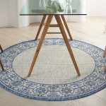 Nourison Country Side CTR03 Area Rug, Ivory/Blue, 5'3" x Round