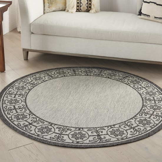 Nourison Country Side CTR03 Area Rug, Ivory/Charcoal, 5'3" x Round