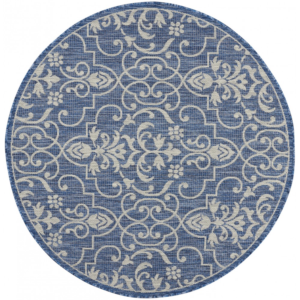 Nourison Country Side CTR04 Area Rug, Denim, 5'3" x Round Nourison Country Side CTR04 Area Rug, Denim, 5'3" x Round
