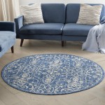 Nourison Country Side CTR04 Area Rug, Denim, 5'3" x Round