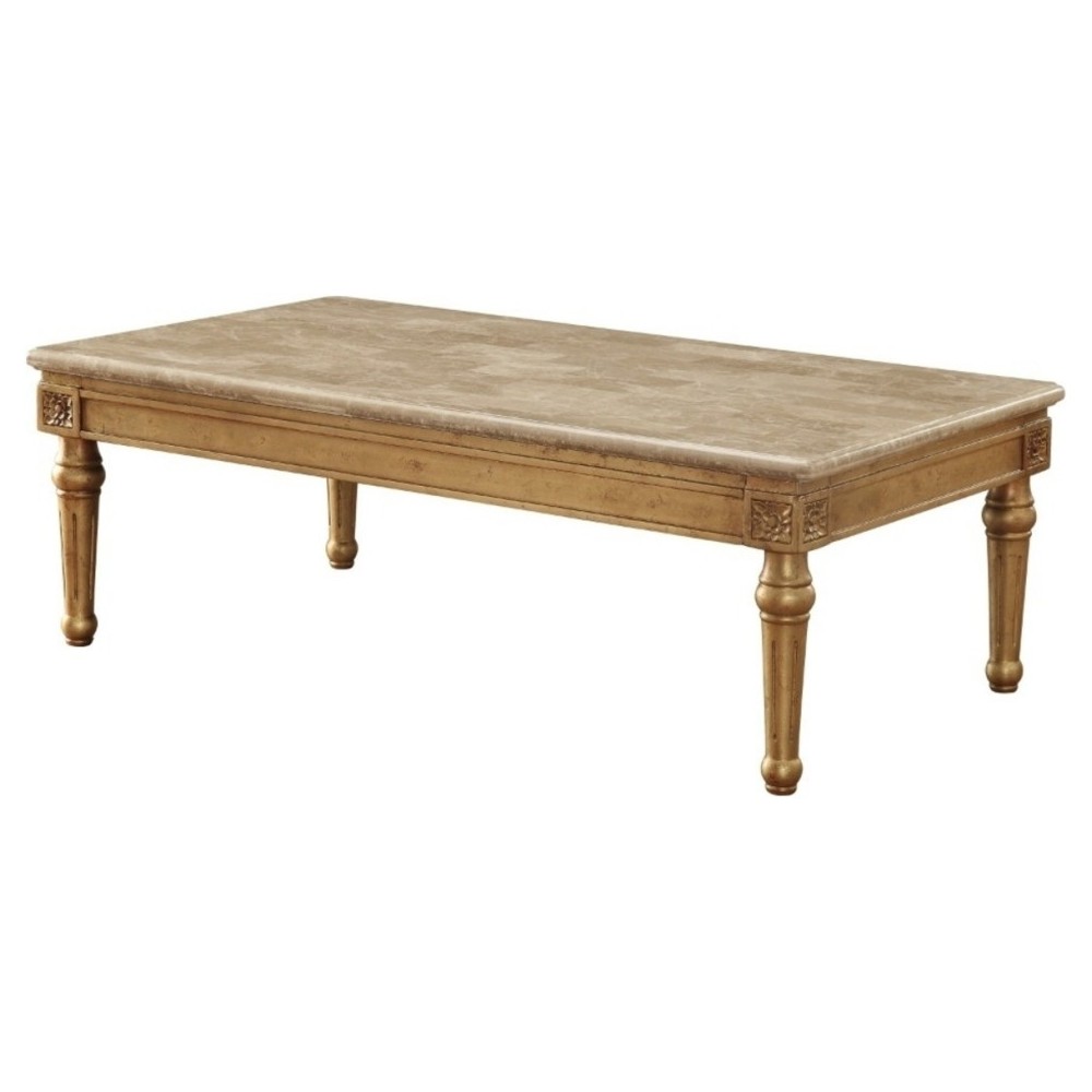 ACME Daesha Coffee Table, Marble & Antique Gold