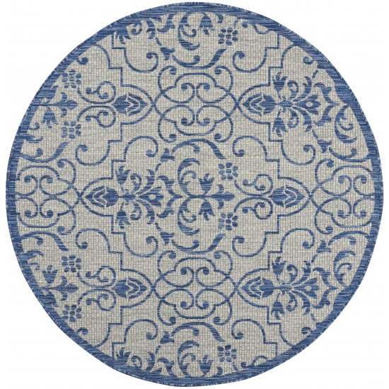 Nourison Country Side CTR04 Area Rug, Ivory/Blue, 5'3" x Round