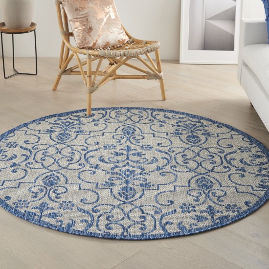 Nourison Country Side CTR04 Area Rug, Ivory/Blue, 5'3" x Round