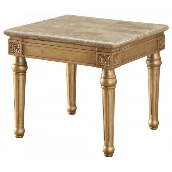 ACME Daesha End Table, Marble & Antique Gold
