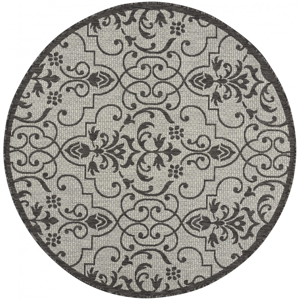 Nourison Country Side CTR04 Area Rug, Ivory/Charcoal, 5'3" x Round