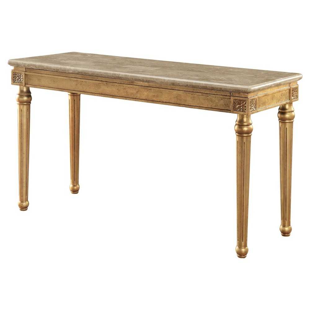 ACME Daesha Sofa Table, Marble & Antique Gold