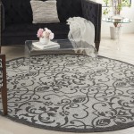 Nourison Country Side CTR04 Area Rug, Ivory/Charcoal, 7'10" x Round