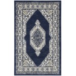 Nourison Cyrus CYR01 Area Rug, Ivory/Navy, 2'6" x 4'