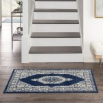 Nourison Cyrus CYR01 Area Rug, Ivory/Navy, 2'6" x 4'