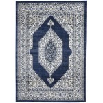 Nourison Cyrus CYR01 Area Rug, Ivory/Navy, 5'3" x 7'3"