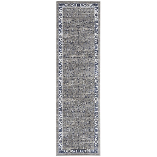 Nourison Cyrus CYR02 Runner Rug, Ivory/Navy, 2'2" x 7'6"