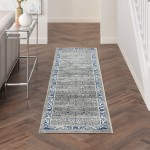 Nourison Cyrus CYR02 Runner Rug, Ivory/Navy, 2'2" x 7'6"