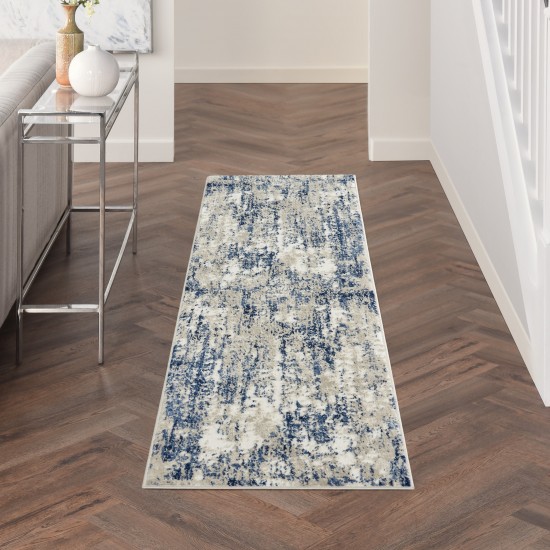 Nourison Cyrus CYR03 Runner Rug, Ivory/Navy, 2'2" x 7'6"