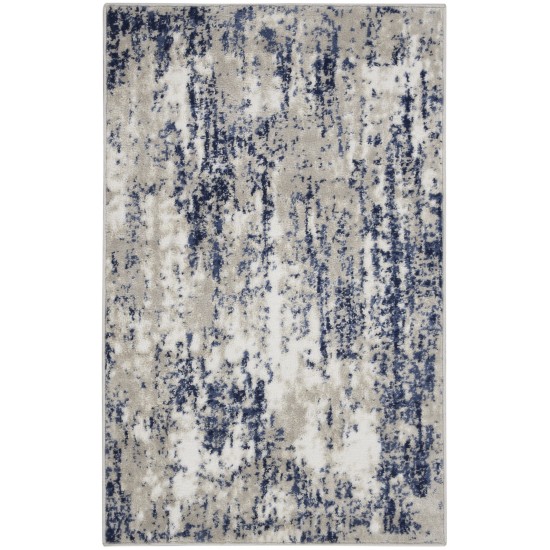 Nourison Cyrus CYR03 Area Rug, Ivory/Navy, 2'6" x 4'