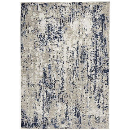 Nourison Cyrus CYR03 Area Rug, Ivory/Navy, 5'3" x 7'3"