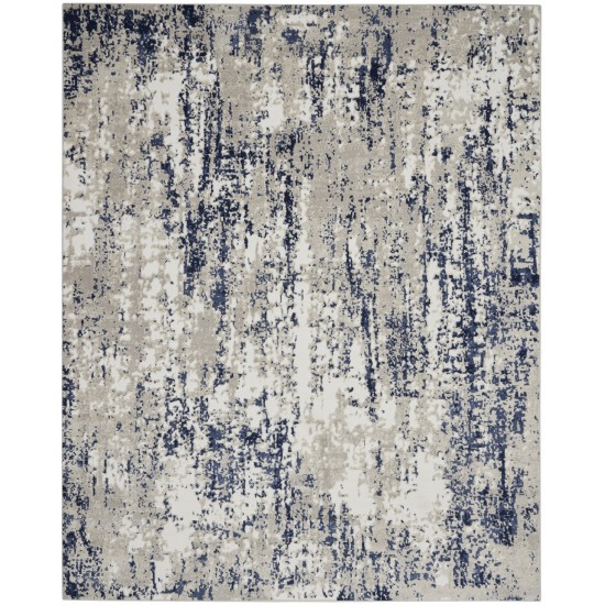 Nourison Cyrus CYR03 Area Rug, Ivory/Navy, 7'10" x 9'10"