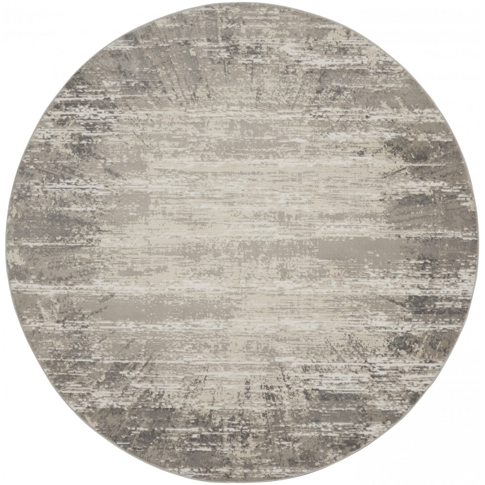 Nourison Cyrus CYR04 Area Rug, Ivory/Grey, 4' x Round