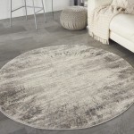 Nourison Cyrus CYR04 Area Rug, Ivory/Grey, 4' x Round