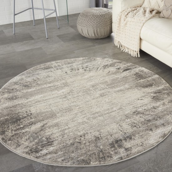 Nourison Cyrus CYR04 Area Rug, Ivory/Grey, 5'3" x Round