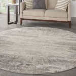 Nourison Cyrus CYR04 Area Rug, Ivory/Grey, 7'10" x Round