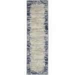 Nourison Cyrus CYR04 Runner Rug, Ivory/Navy, 2'2" x 7'6"