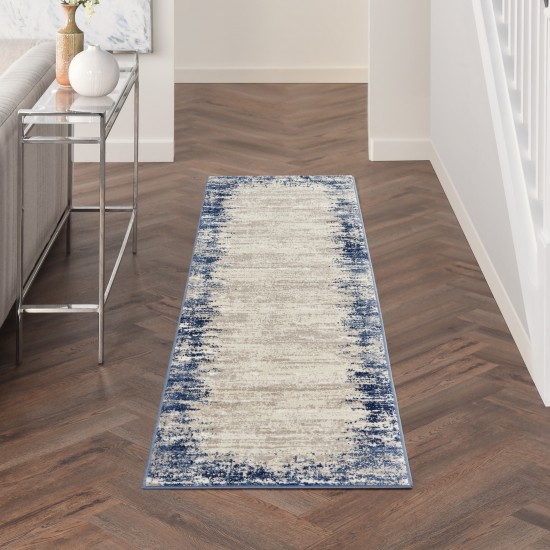 Nourison Cyrus CYR04 Runner Rug, Ivory/Navy, 2'2" x 7'6"