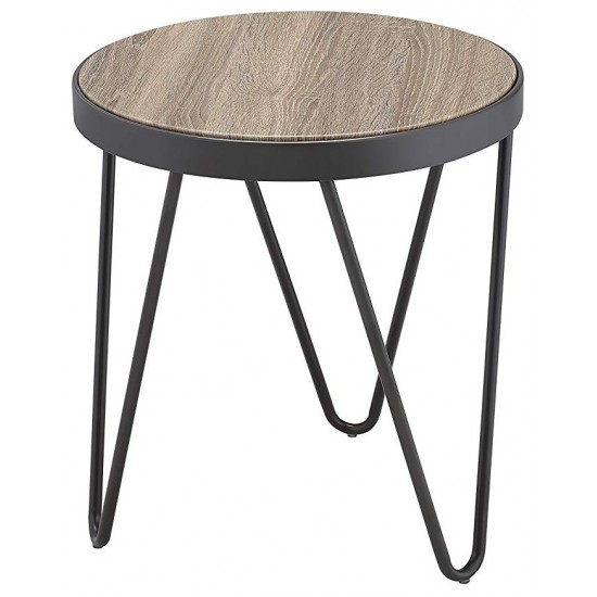 ACME Bage End Table, Weathered Gray Oak