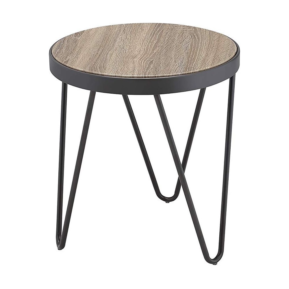 ACME Bage End Table, Weathered Gray Oak