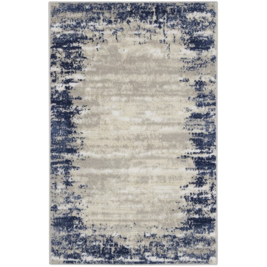 Nourison Cyrus CYR04 Area Rug, Ivory/Navy, 2'6" x 4'