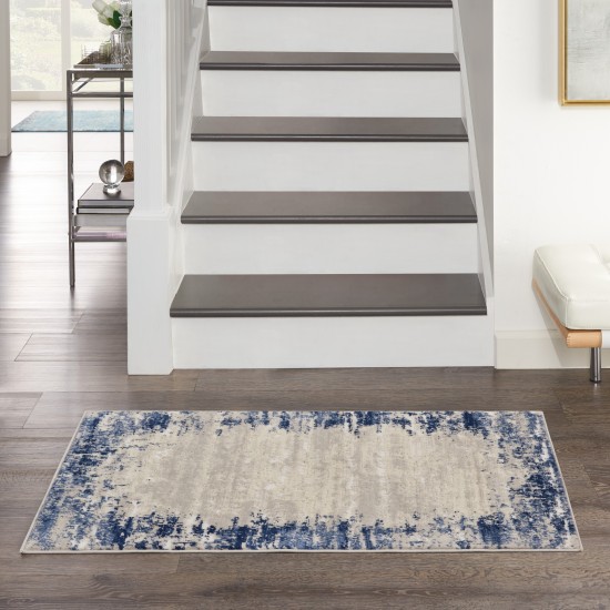 Nourison Cyrus CYR04 Area Rug, Ivory/Navy, 2'6" x 4'