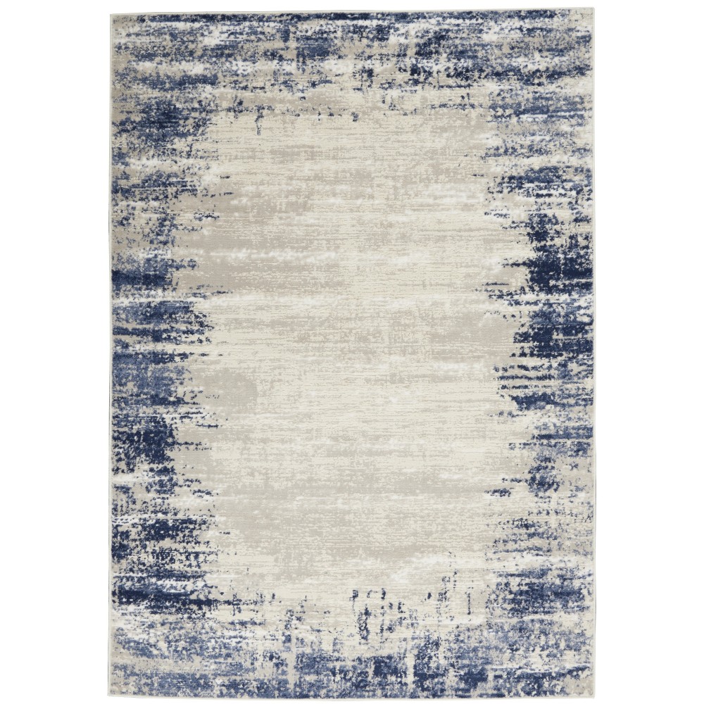 Nourison Cyrus CYR04 Area Rug, Ivory/Navy, 5'3" x 7'3"