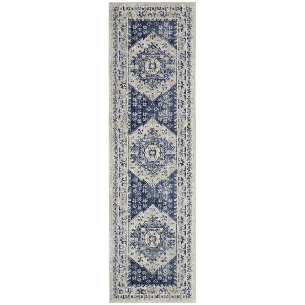 Nourison Cyrus CYR05 Runner Rug, Ivory/Blue, 2'2" x 7'6"