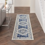 Nourison Cyrus CYR05 Runner Rug, Ivory/Blue, 2'2" x 7'6"