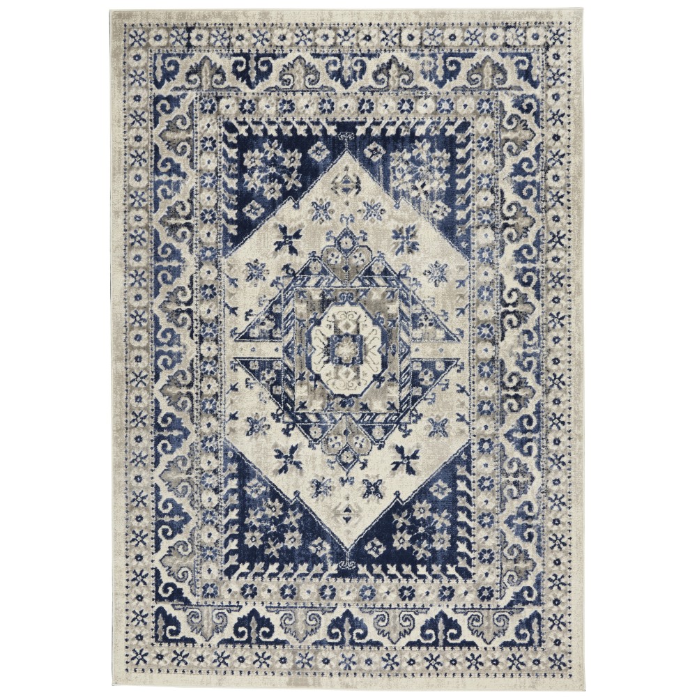 Nourison Cyrus CYR05 Area Rug, Ivory/Blue, 5'3" x 7'3"