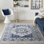 Nourison Cyrus CYR05 Area Rug, Ivory/Blue, 5'3" x 7'3"