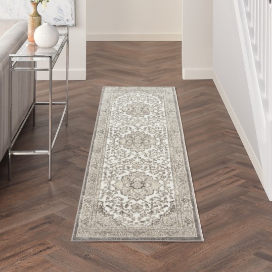 Nourison Cyrus CYR06 Runner Rug, Ivory/Grey, 2'2" x 7'6"