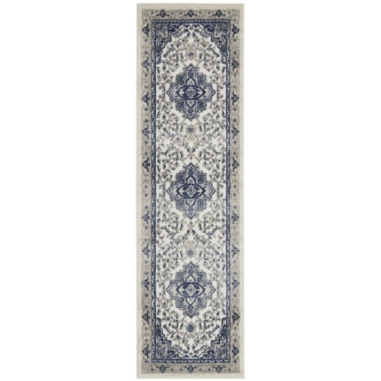 Nourison Cyrus CYR06 Runner Rug, Ivory/Navy, 2'2" x 7'6"