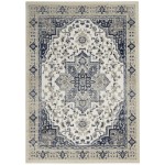 Nourison Cyrus CYR06 Area Rug, Ivory/Navy, 5'3" x 7'3"