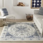 Nourison Cyrus CYR06 Area Rug, Ivory/Navy, 5'3" x 7'3"