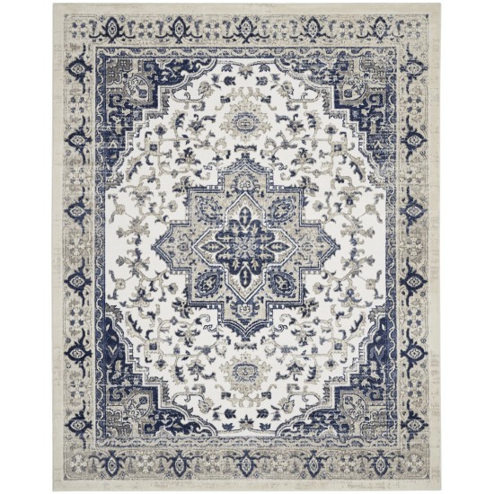 Nourison Cyrus CYR06 Area Rug, Ivory/Navy, 7'10" x 9'10"