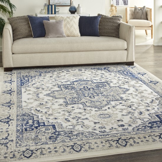 Nourison Cyrus CYR06 Area Rug, Ivory/Navy, 7'10" x 9'10"